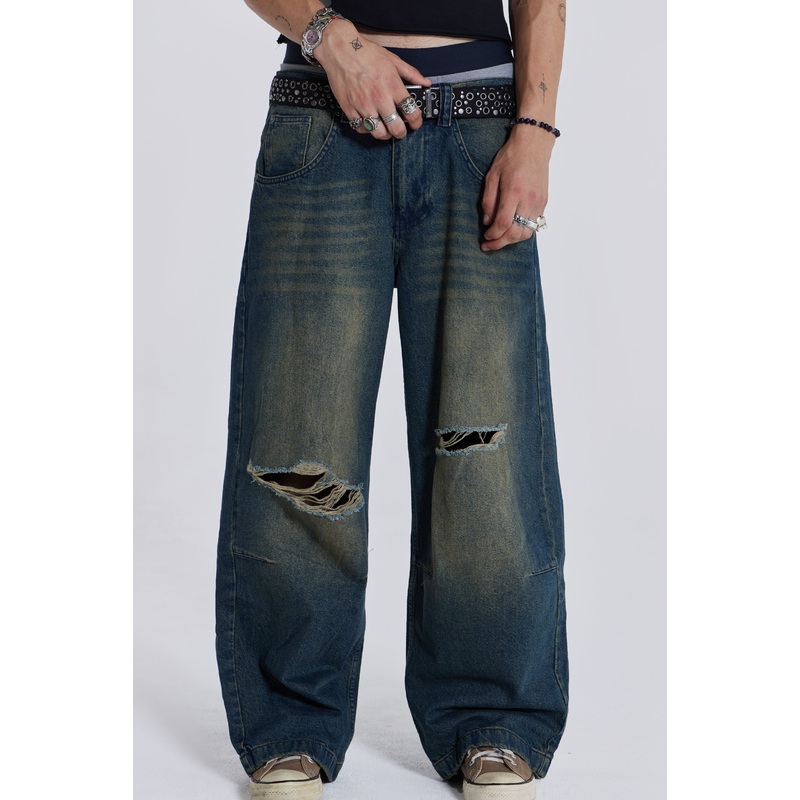 Washed Blue Busted Colossus Jeans W26 Blue