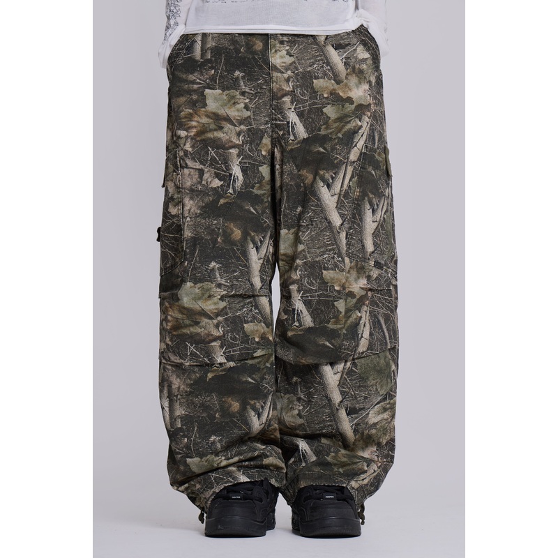 Woodland Camo Parachute Pants XXS Green