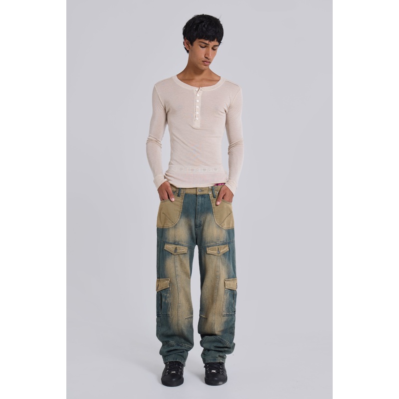 ’07 Contrast Cargo Jeans W26 Blue