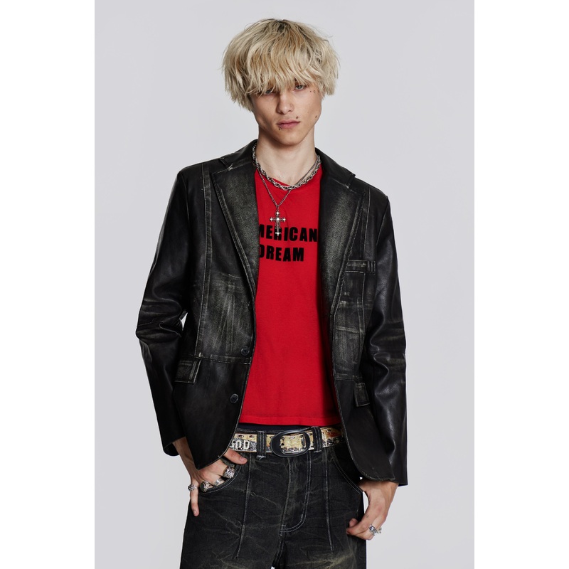 Ash Faux Leather Blazer XXS Black