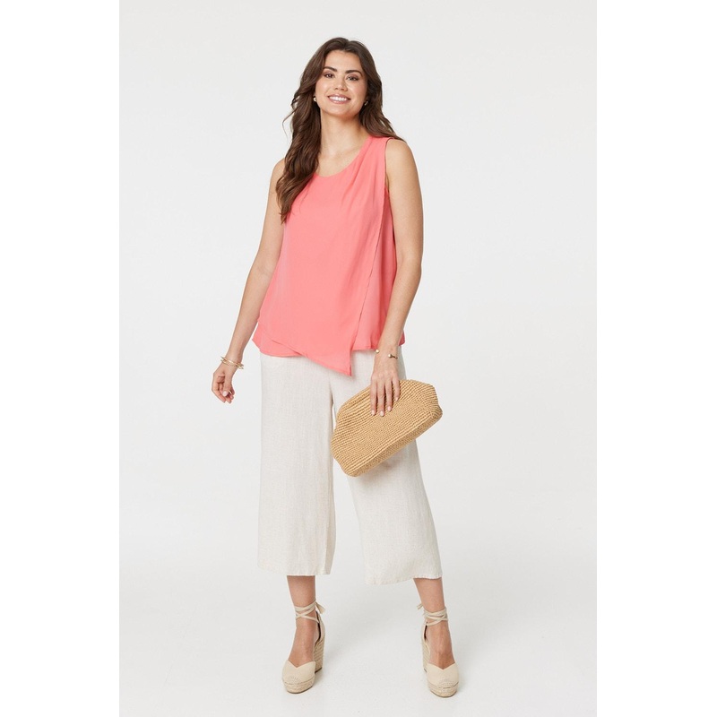 Asymmetric Pleat Front Blouse Top Pink 8