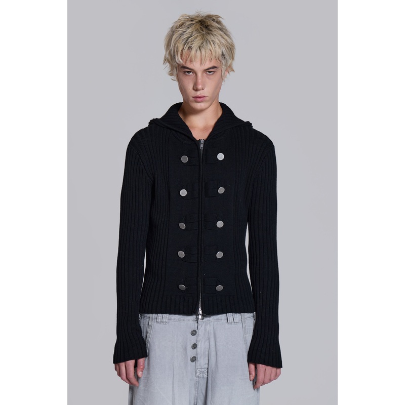 Hooded Drummer Knit Jumper XXS Black