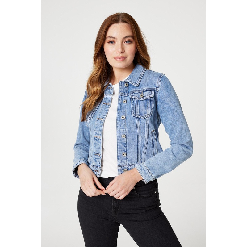 Embellished Back Cropped Jacket Blue 8