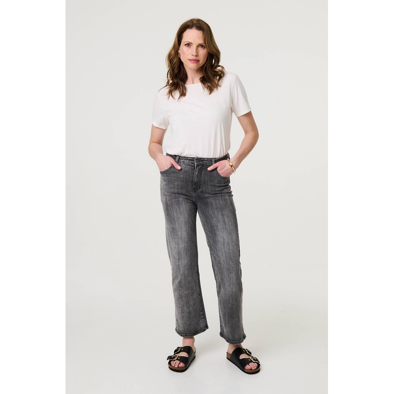 Relaxed Straight Leg Denim Jeans Black 8