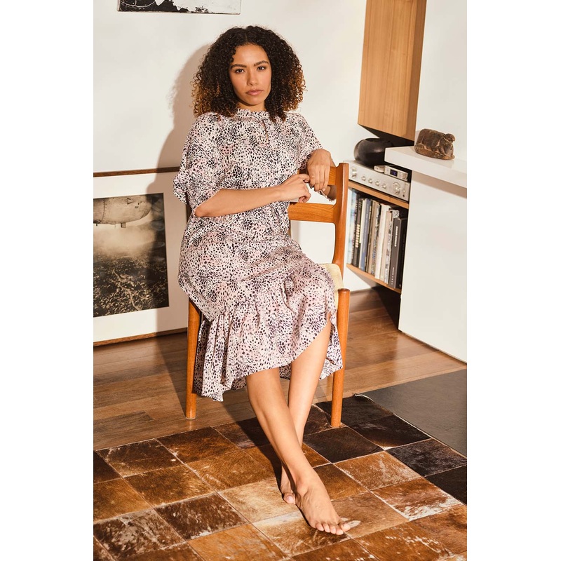 Animal Print Pephem Midi Dress Pink 8