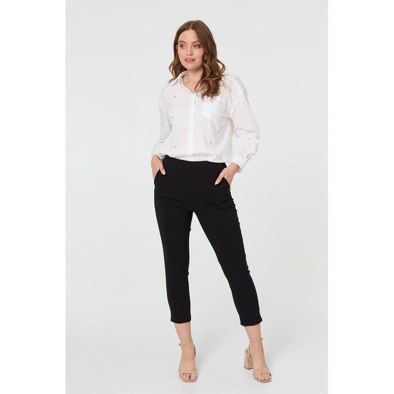 High Waist Slim Ankle Length Trousers Black 8