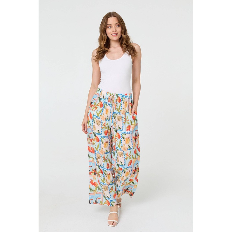 Patchwork Relaxed Wide Leg Trousers Blue 8