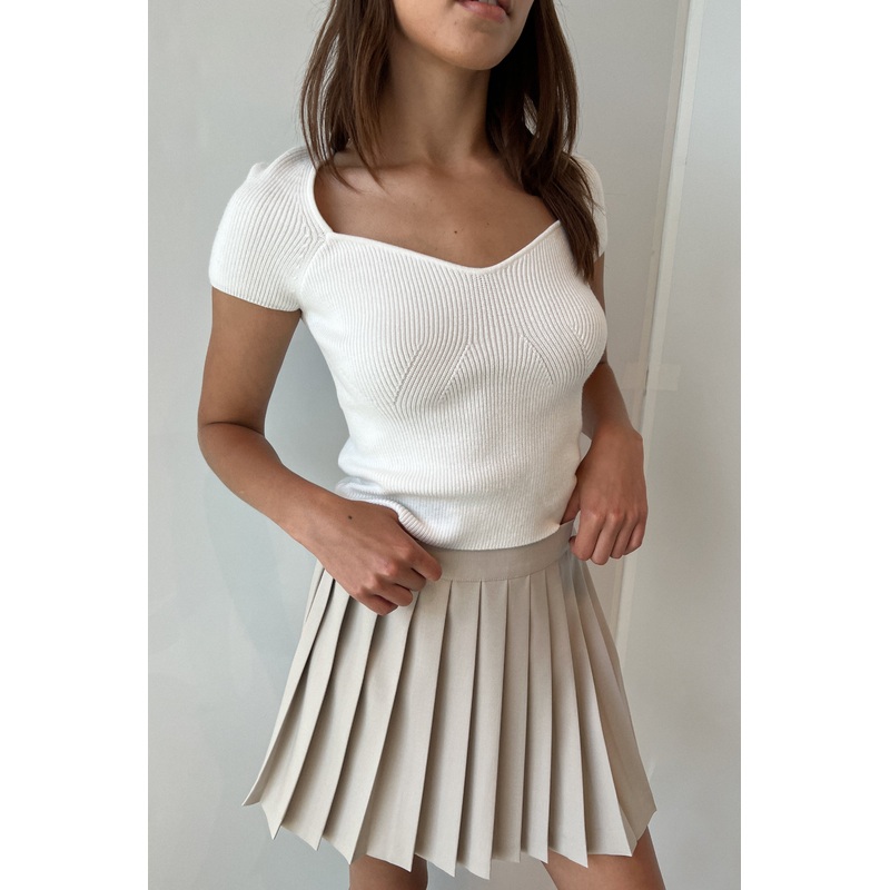 SHORT SLEEVE SWEETHEART SWEATER White Extra Small