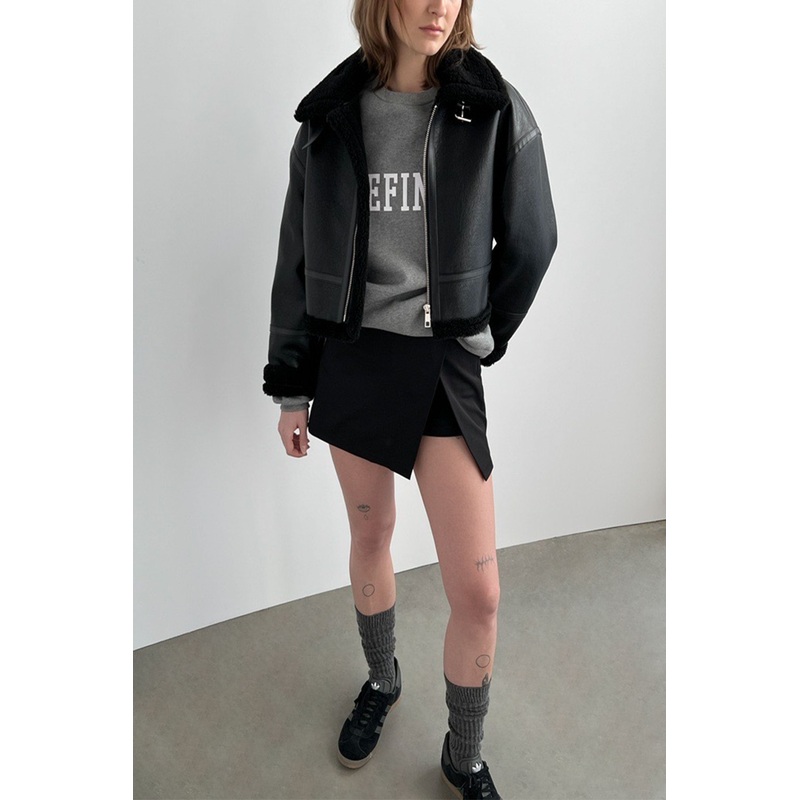 SKIRT WITH FRONT SLIT Black Small