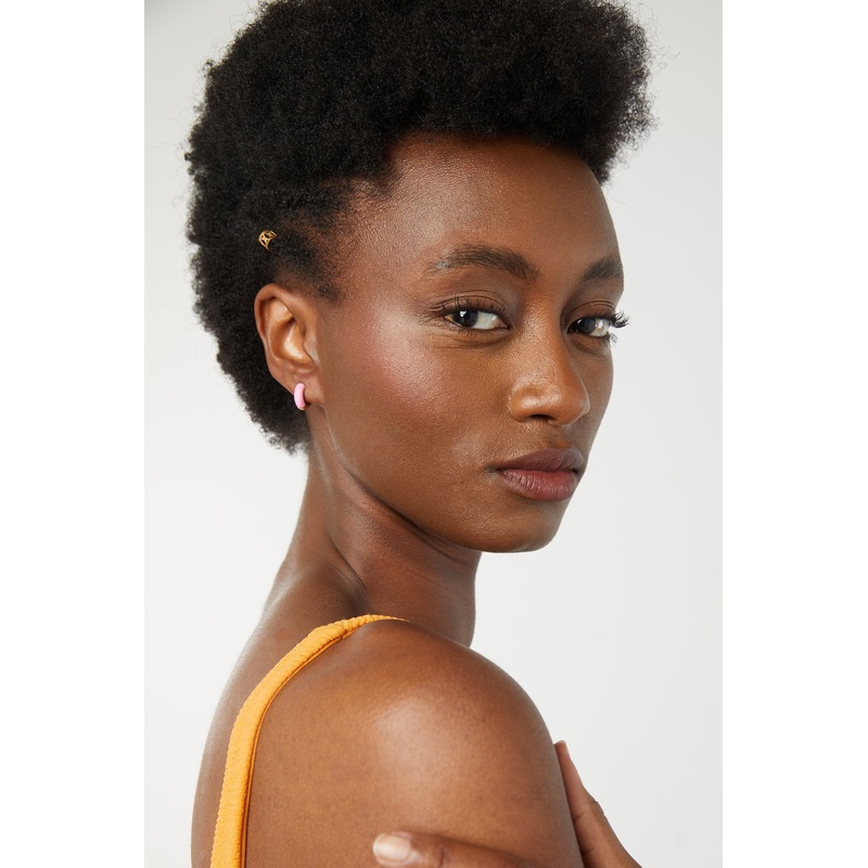 SMALL ENAMEL HOOP Fuschia Pink One Size