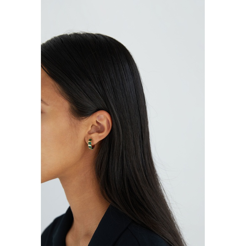 SMALL ZIRCONIA HOOP EARRING Gold One Size