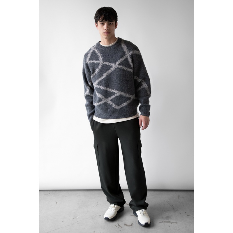 SPRAY PAINT EFFECT SWEATER Asphalt Intarsia Extra Small