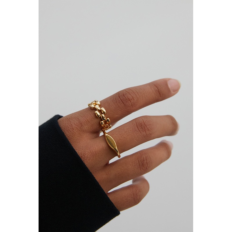 SQUARE CHAIN RING Gold 6
