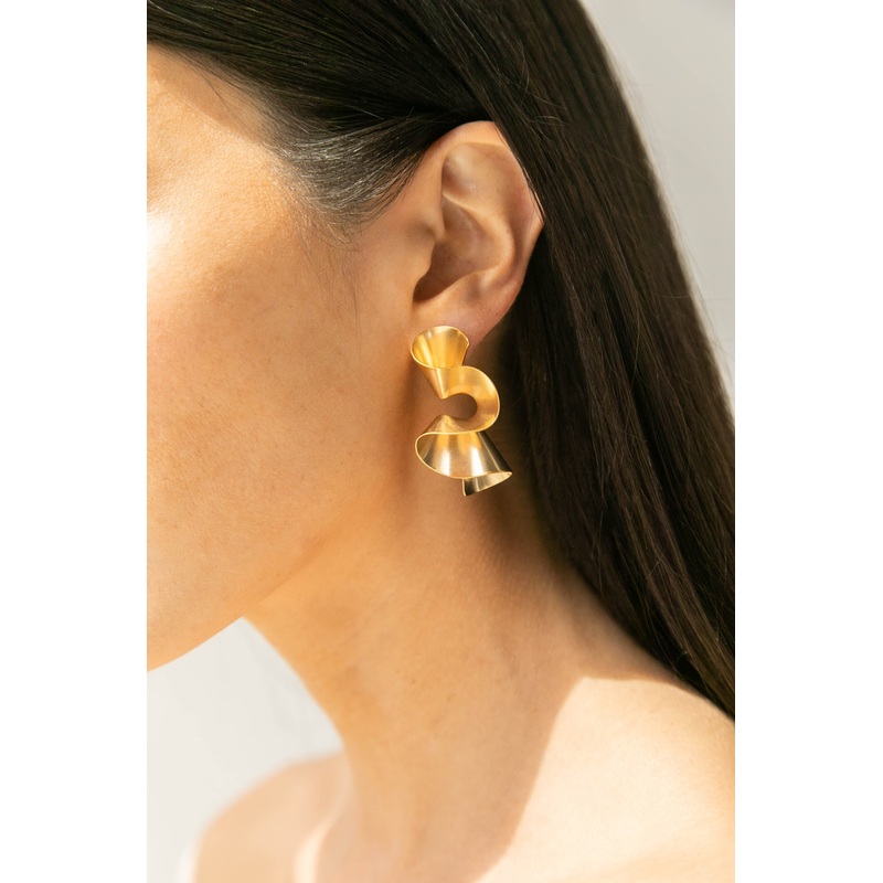 SQUIGGLE ABSTRACT EARRING Gold One Size
