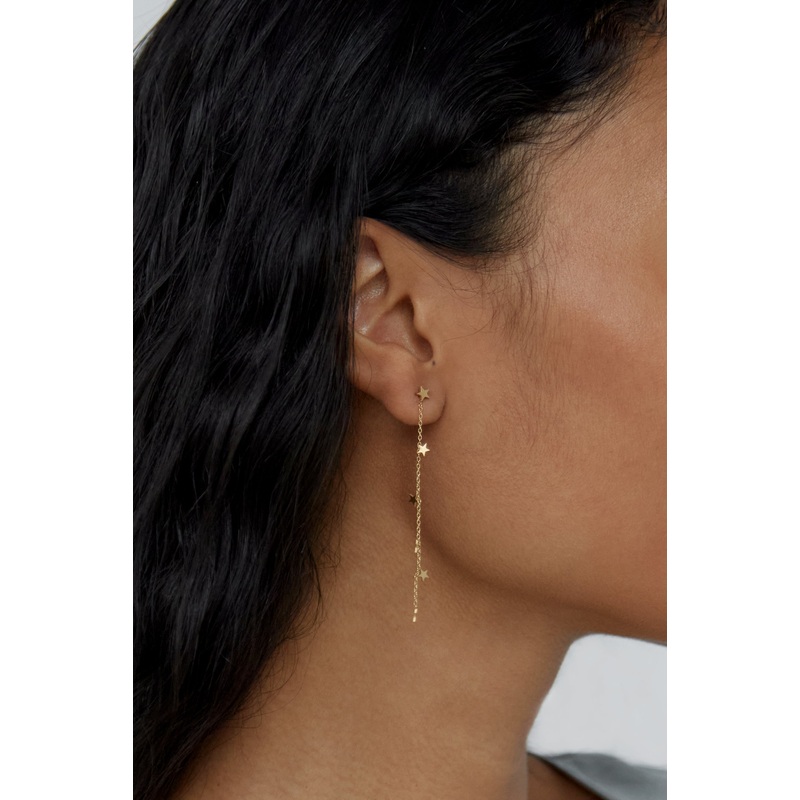 STAR CHAIN EARRING Gold One Size