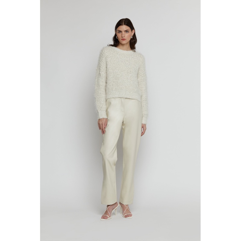 VEGAN LEATHER PANT WITH SIDE SLIT Almond Milk 0