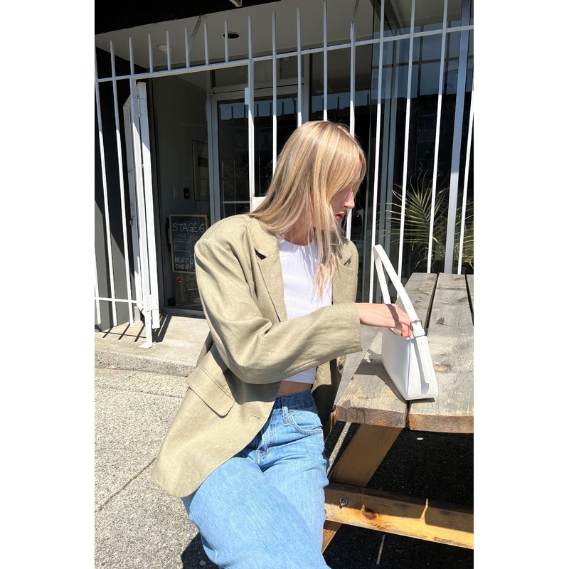 100% LINEN RELAXED FIT BLAZER Cream Double Extra Small