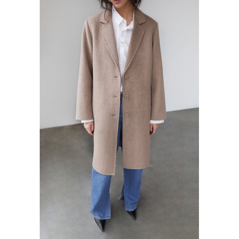 CLASSIC FIT WOOL BLEND COAT Heather Portabella Double Extra Small