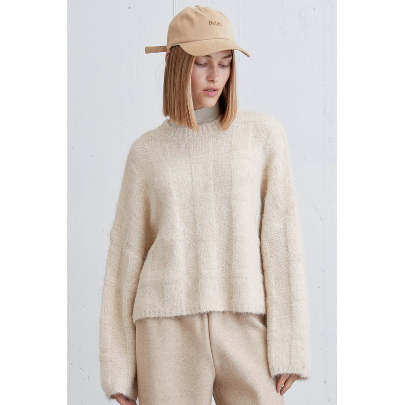 FUZZY RIBBED SWEATER Fog Extra Extra Small Extra Small