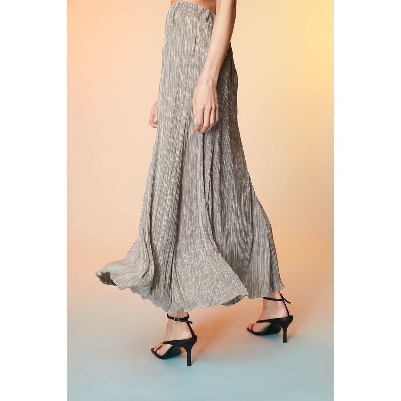 PLEATED MIDI SKIRT Taupe Small