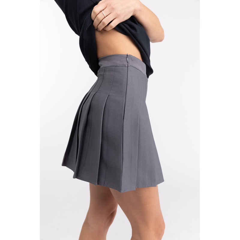 PLEATED MINI SKIRT Charcoal Extra Small