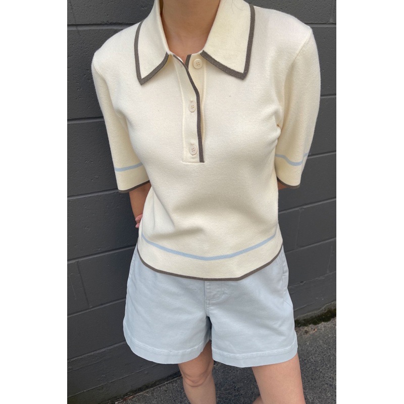 POLO SWEATER Cream Light Sky Extra Small