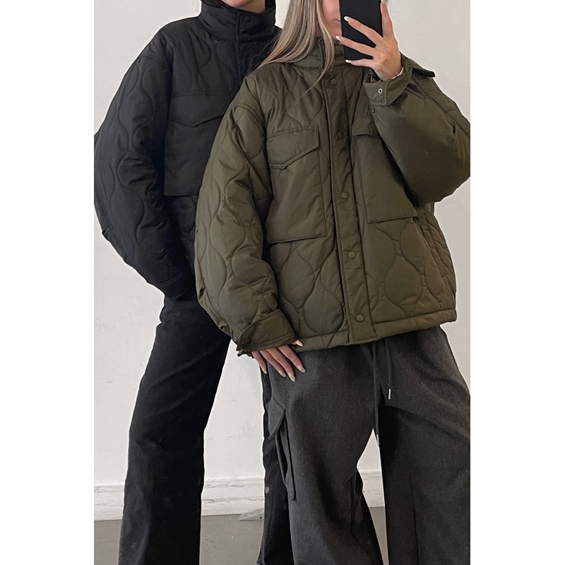 QUILTED PUFFER SHACKET Kalamata Double Extra Small
