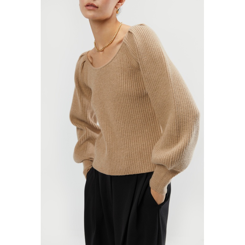 RELAXED RIB SWEATER Dark Beige Double Extra Small