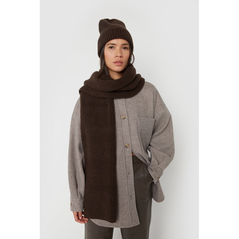 RIBBED SCARF CHOCOLATE One Size