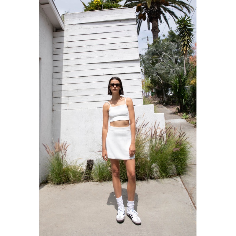 STRETCH KNIT MINI SKIRT Birch Double Extra Small