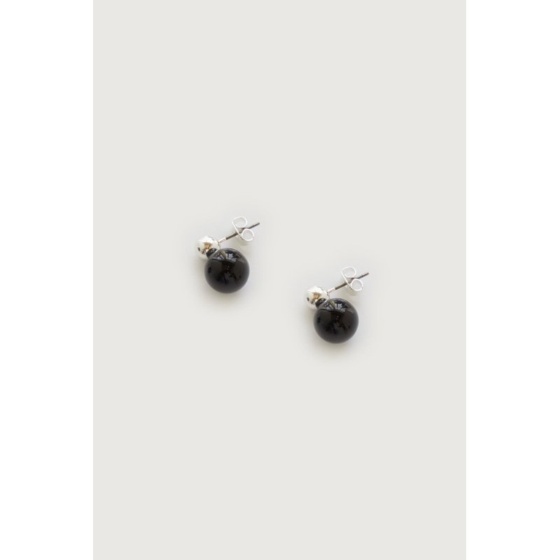PEARL DROP STUDS Black Onyx One Size