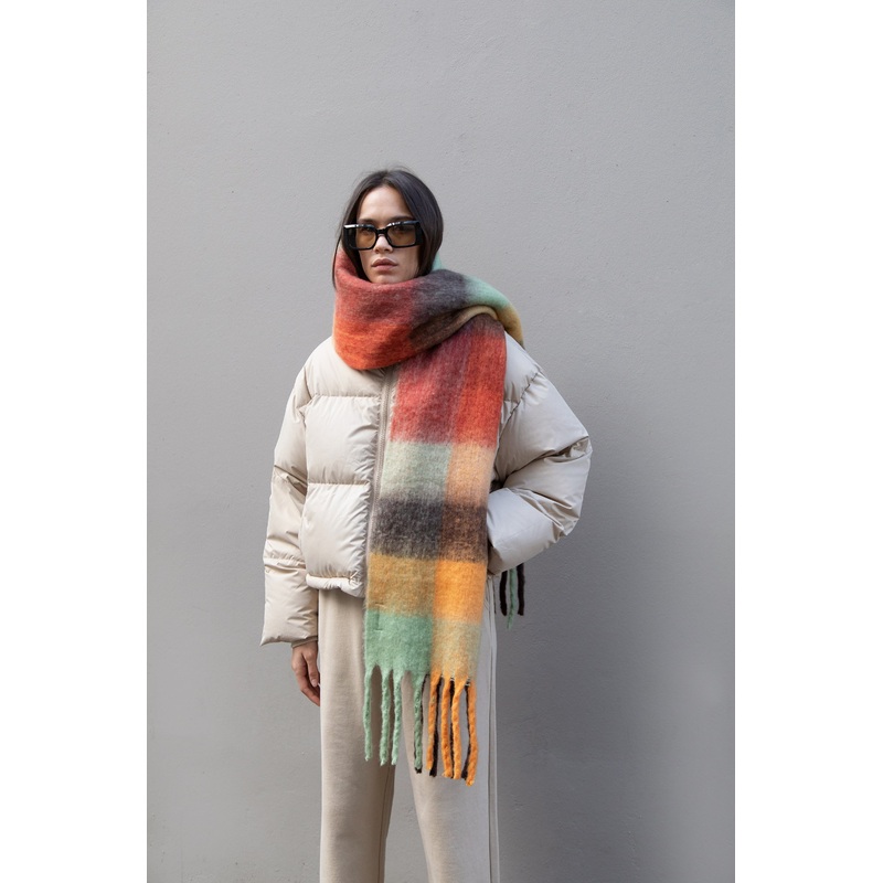 PLAID SCARF Orange Plaid One Size