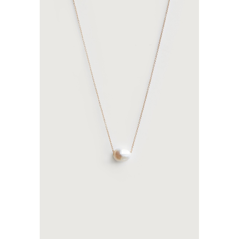 NATURAL PEARL CHAIN NECKLACE Gold One Size