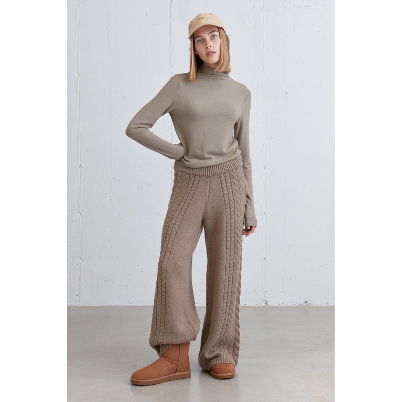 MOCKNECK LONG SLEEVE TOP Taupe Extra Small